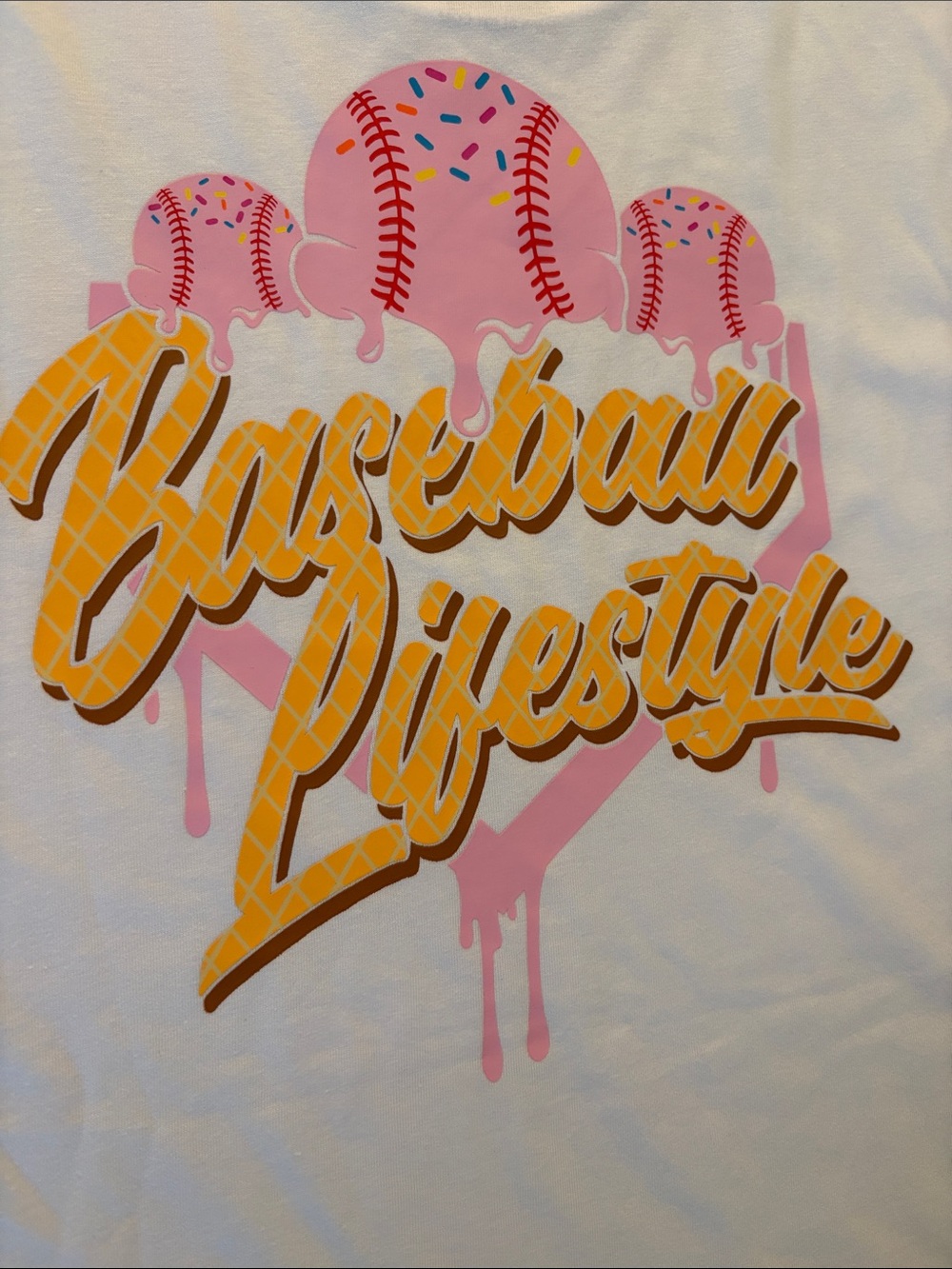 NWT [Baseball Lifestyle 101] Ice Cream Short Sleeve T-Shirt Pink White Men’s L - Picture 8 of 11